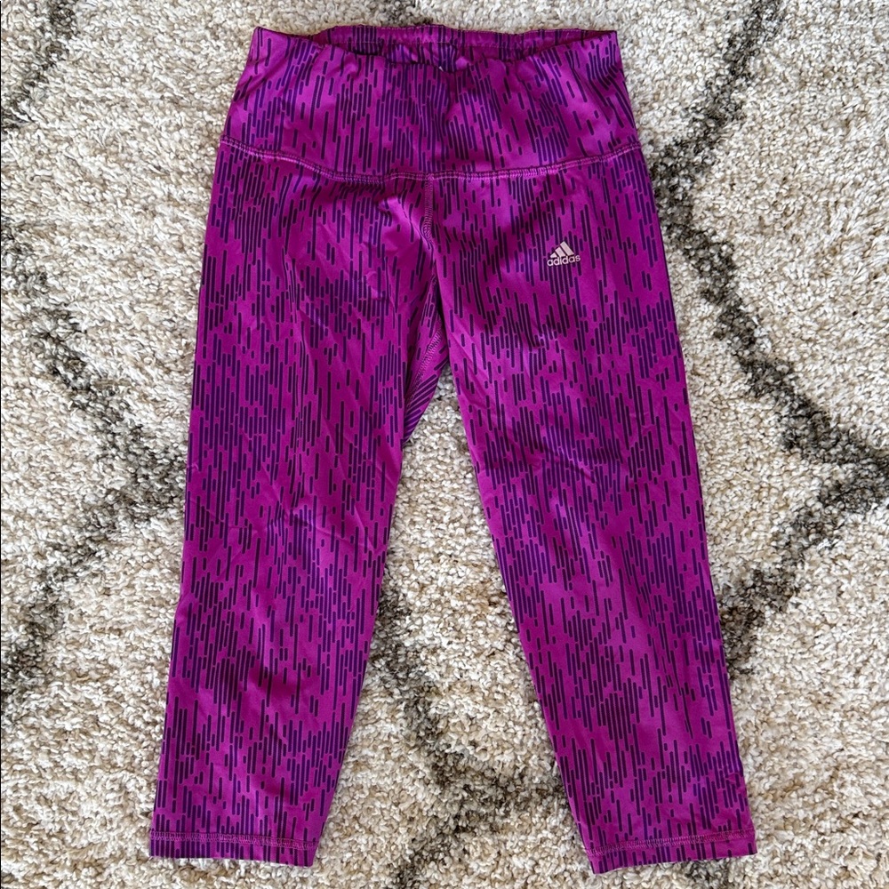 Adidas Women's Magenta and Navy Patterned Leggings